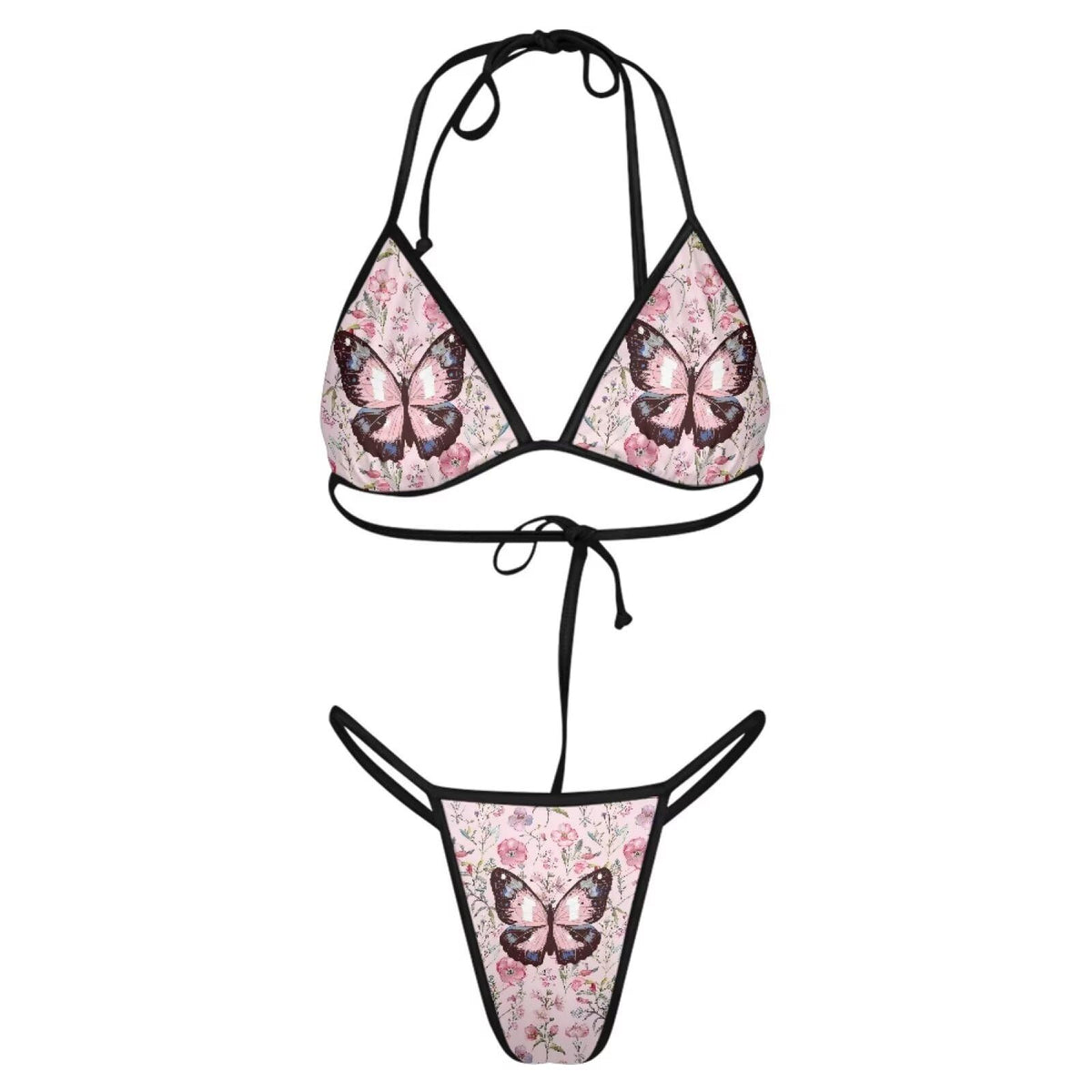 Ensemble bikini deux pièces pour femme, style triangle, à nouer, collection 2025, bikini string, maillot de bain dos nageur.