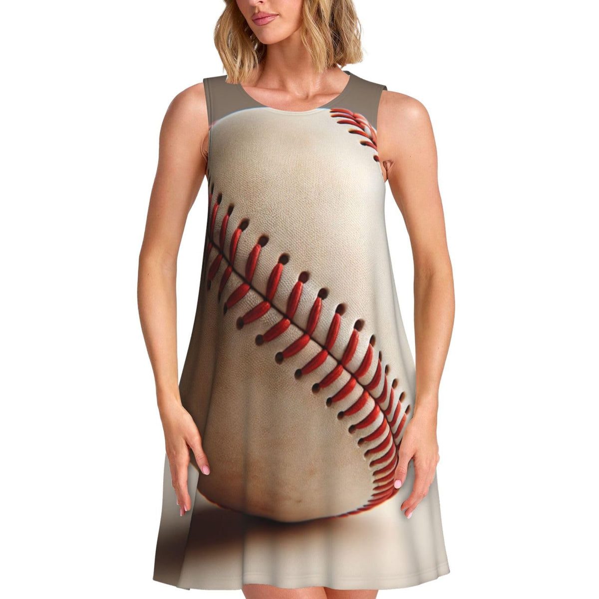 sans manches style baseball classique pour femme, avec 2 poches latérales, coupe trapèze.