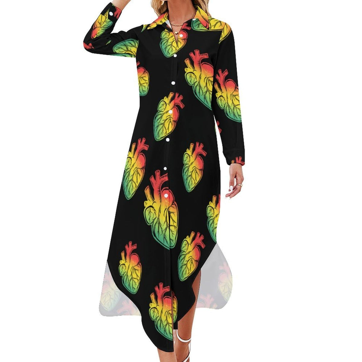longue boutonnée fendue style rasta reggae pour femme, chemisier à manches longues
